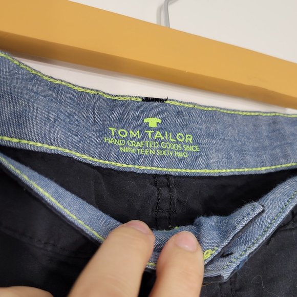 Tom Tailor Men's Black Hand Crafted Jim Slim Fit Zipper Front Pockets Shorts M - Picture 7 of 12